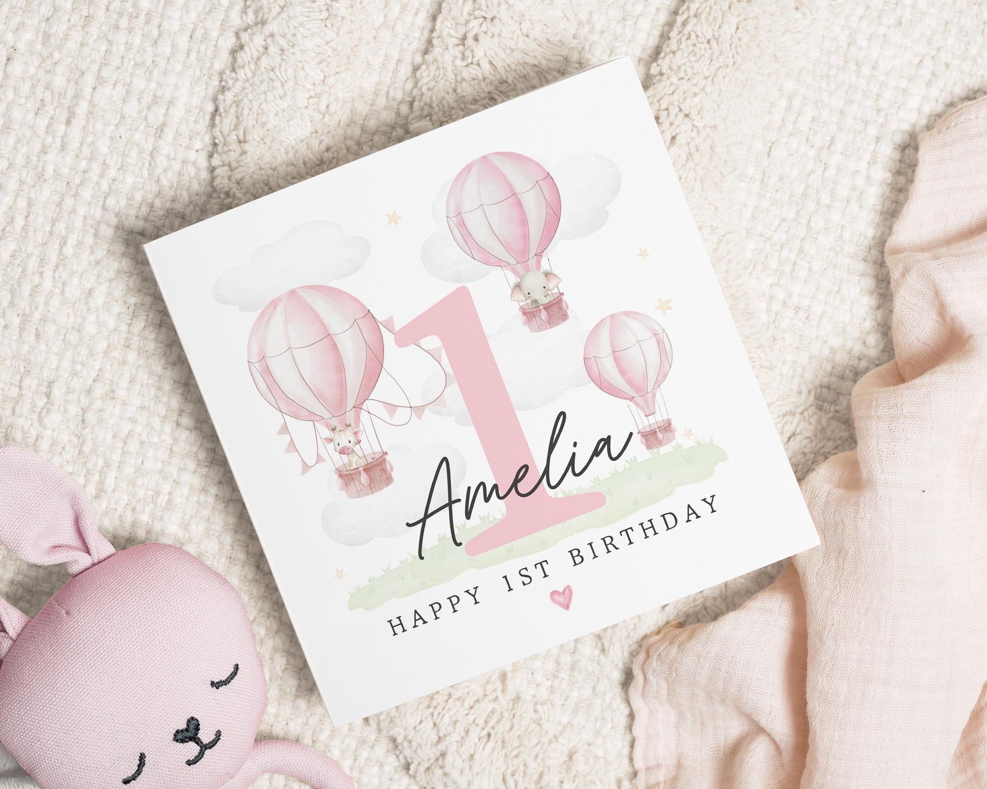1st Birthday Card for Girl, Personalised First Birthday Card, Cute Birthday Card for Daughter, Granddaughter, Niece