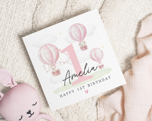 1st Birthday Card for Girl, Personalised First Birthday Card, Cute Birthday Card for Daughter, Granddaughter, Niece