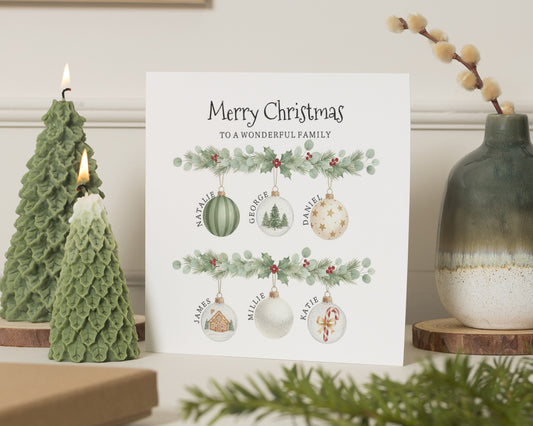 Christmas Card for Family, Personalised Family Christmas Card, Merry Christmas Card, Custom Family Card, Christmas Card for Mum Dad Kids