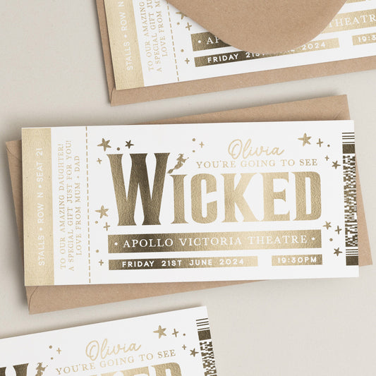 You&#39;re Going To See Wicked, Theatre Ticket, Personalised Musical Theatre Ticket, Surprise Broadway Ticket, Scratch To Reveal, Memorabilia