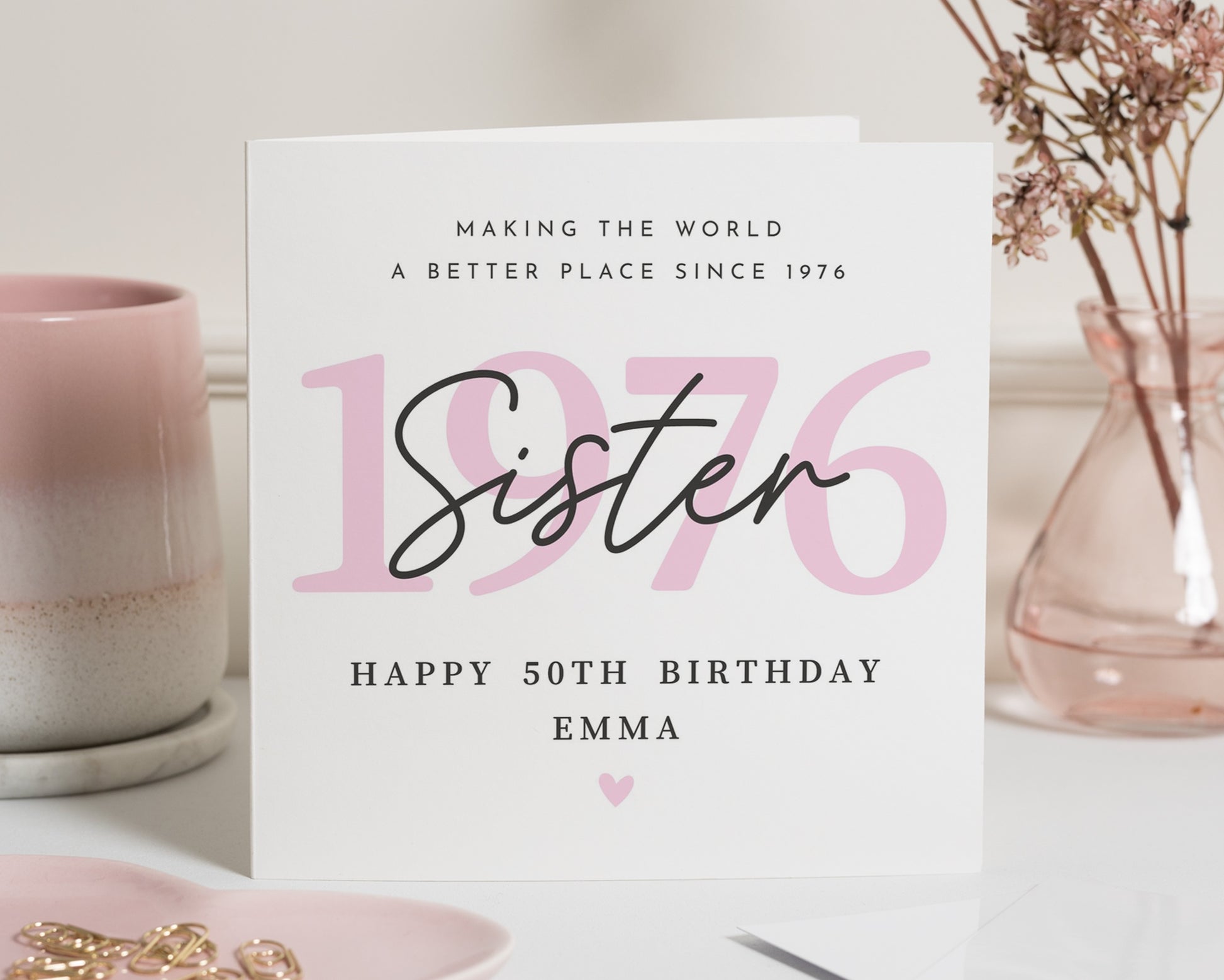 50th Birthday Card for Sister, Personalised Birthday Card, Sister Birthday Card, 1976 Birthday Card, 50th Birthday Card for Her