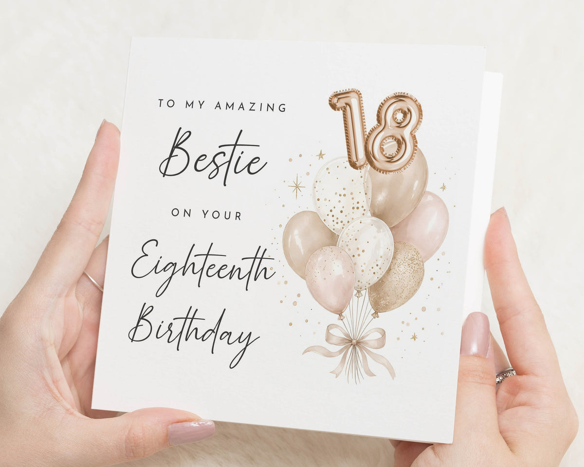 18th Birthday Card for Best Friend, Eighteenth Birthday Card, Birthday Card for Friend, 18th Card for Her, Bestie Birthday Card