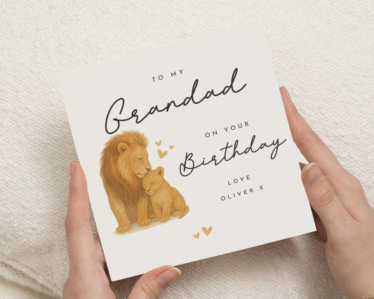 Birthday Card for Grandad, Grandad Birthday Card, Lion Birthday Card, Personalised Birthday Card for Him, Cute Animal Card