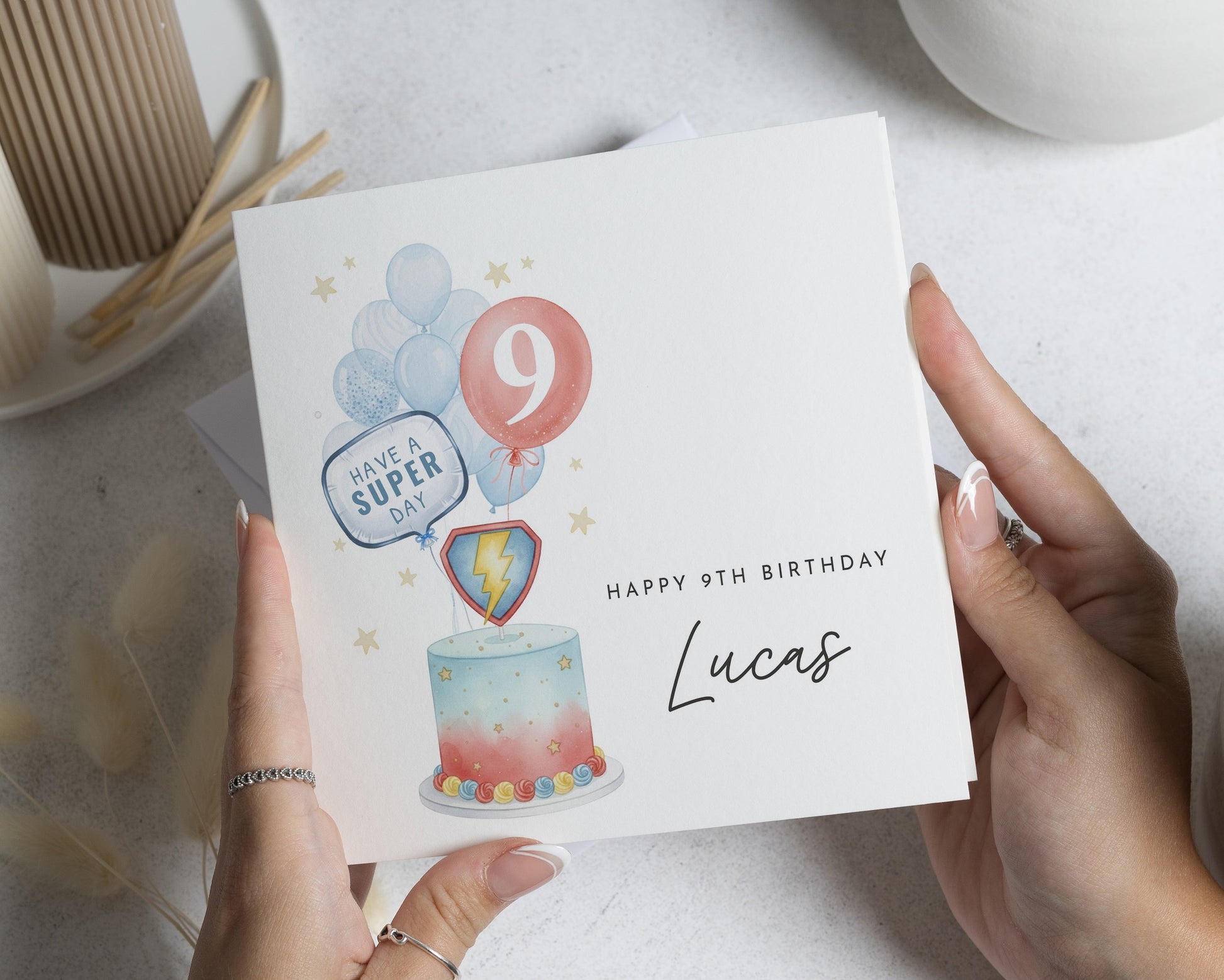 9th Birthday Card for Boy, Personalised Birthday Card, Superhero Birthday Card, Birthday Card for Son, 9th Birthday Card for Kids