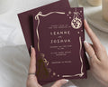 Gold Foil Wedding Invitations, Burgundy Party Wedding Invite, Disco Ball Invitation, Personalised Celebration Wedding Stationery