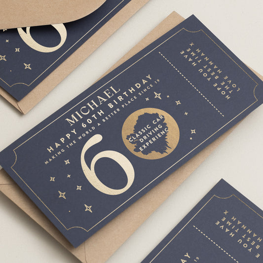 60th Birthday Gift Voucher, 60th Birthday Card, Gold Foil Scratch Card Gift Voucher, Scratch Card, Birthday Surprise Voucher, Gift Ticket