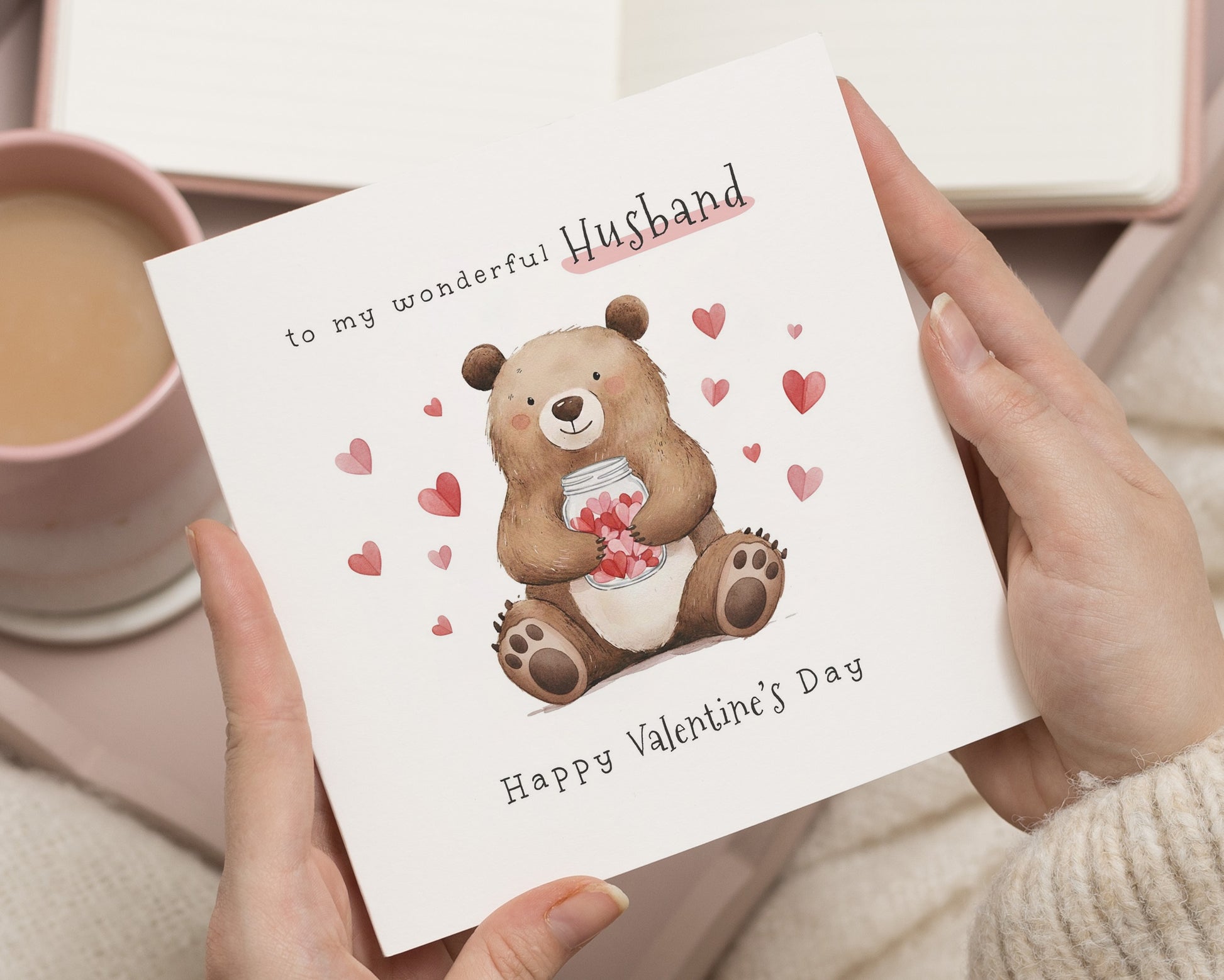 Valentines Day Card for Husband, Husband Valentines Card, Cute Bear Valentines Card, Valentines Card for Him, Happy Valentines Day Card