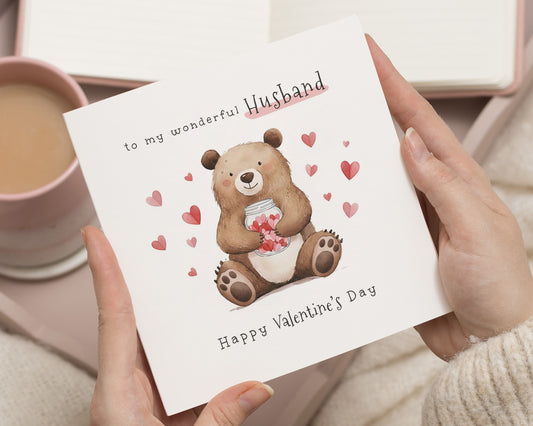 Valentines Day Card for Husband, Husband Valentines Card, Cute Bear Valentines Card, Valentines Card for Him, Happy Valentines Day Card