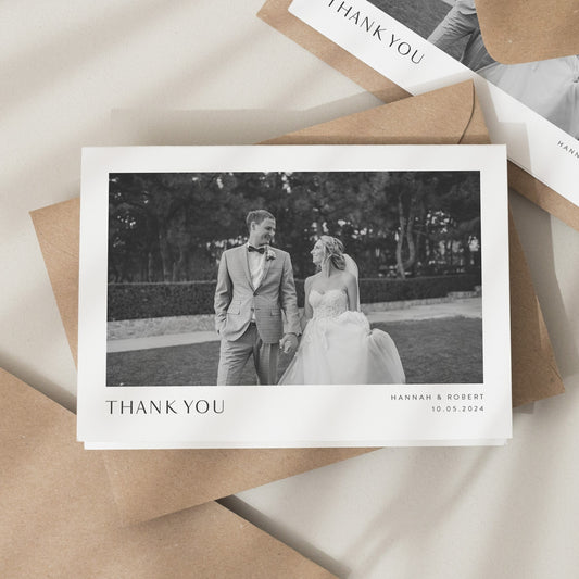 Wedding Thank You Folded Card, Postcard Thank You Cards Wedding, Post Card Wedding Thank You, Thank You Card, Simple Wedding Card With Photo