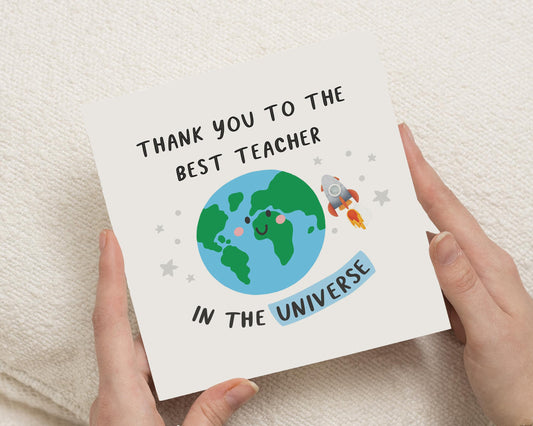 Thank You Teacher Card, Best Teacher Thank You Card, Universe Teacher Card, Cute Thank You Card, Teacher Appreciation Card