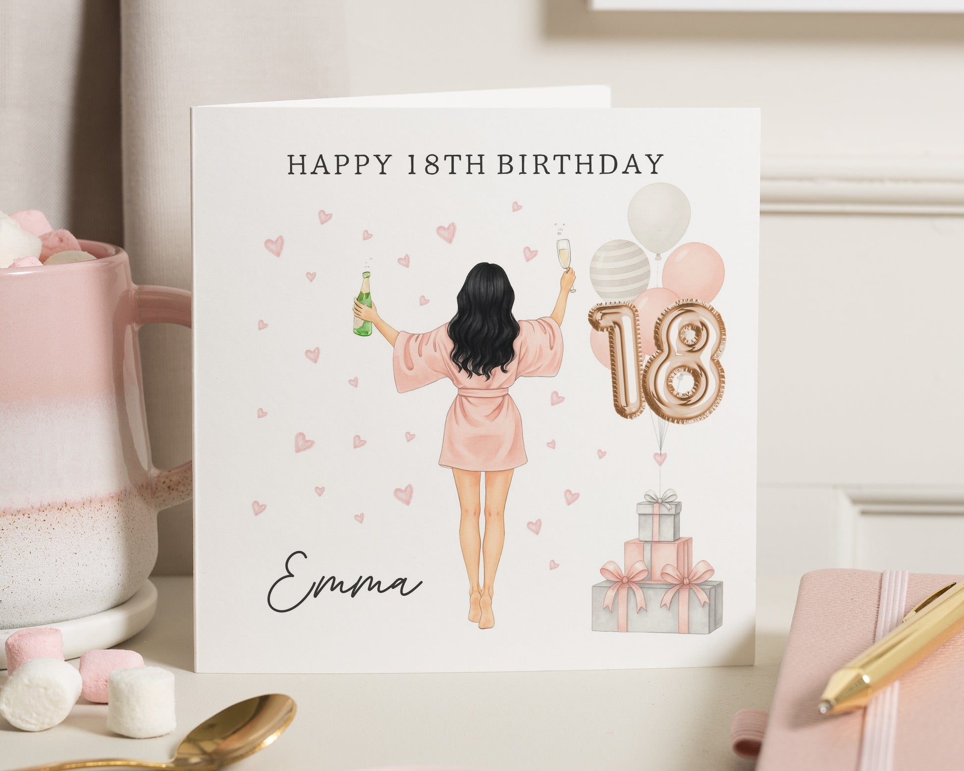 18th Birthday Card for Her, Personalised Birthday Card, Birthday Card for Daughter, 18th Birthday Gift, Balloon Birthday Card