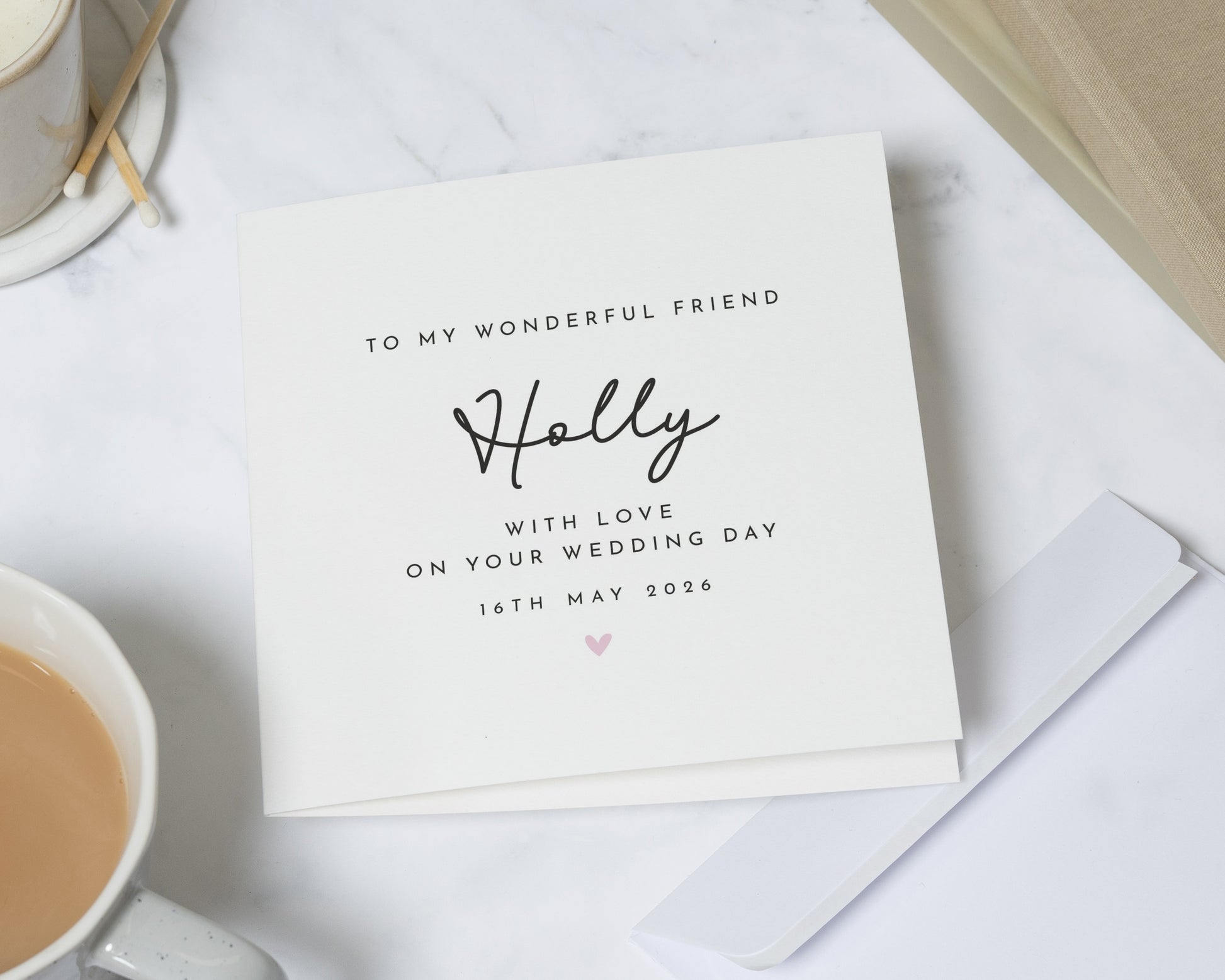 Wedding Card for Friend, Personalised Wedding Card, Wedding Day Card for Her, Custom Name Wedding Card, With Love on Your Wedding Day