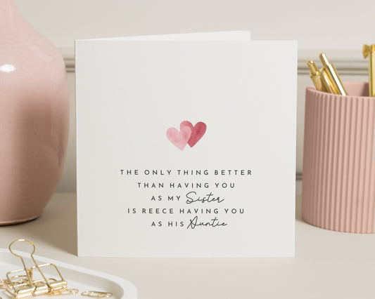 Birthday Card for Sister, Auntie Birthday Card from Nephew, Personalised Sister Card, Personalised Auntie Card, Cute Heart Card