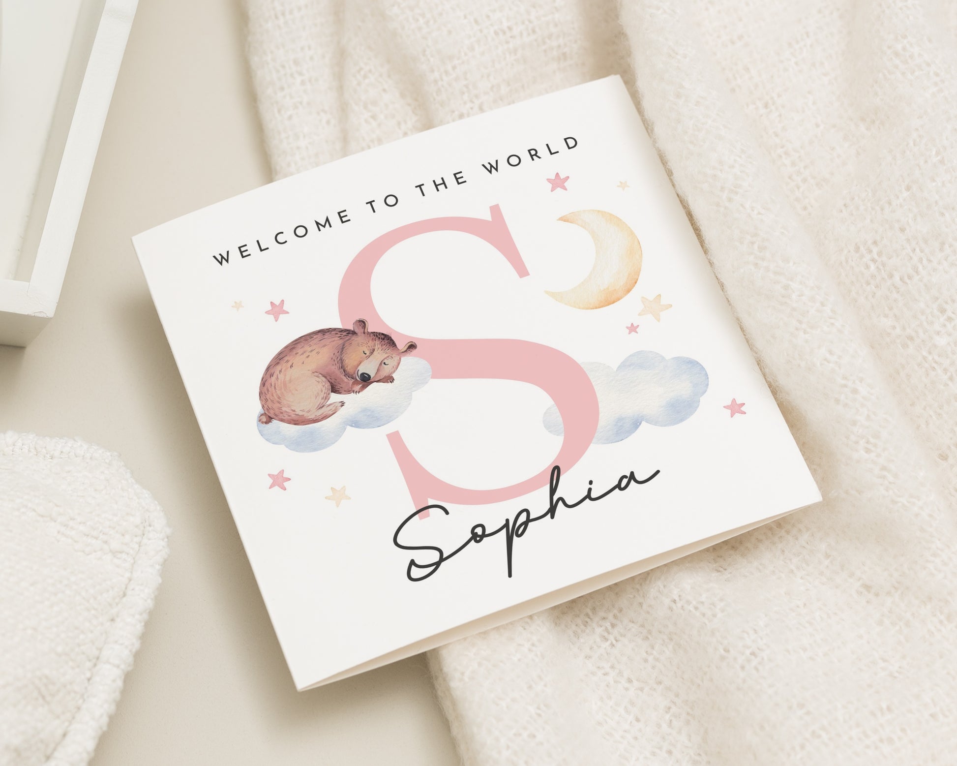New Baby Card, Personalised Baby Card, Welcome To The World Card, Baby Girl Card, Custom Name Card, Newborn Card, Baby Shower Card