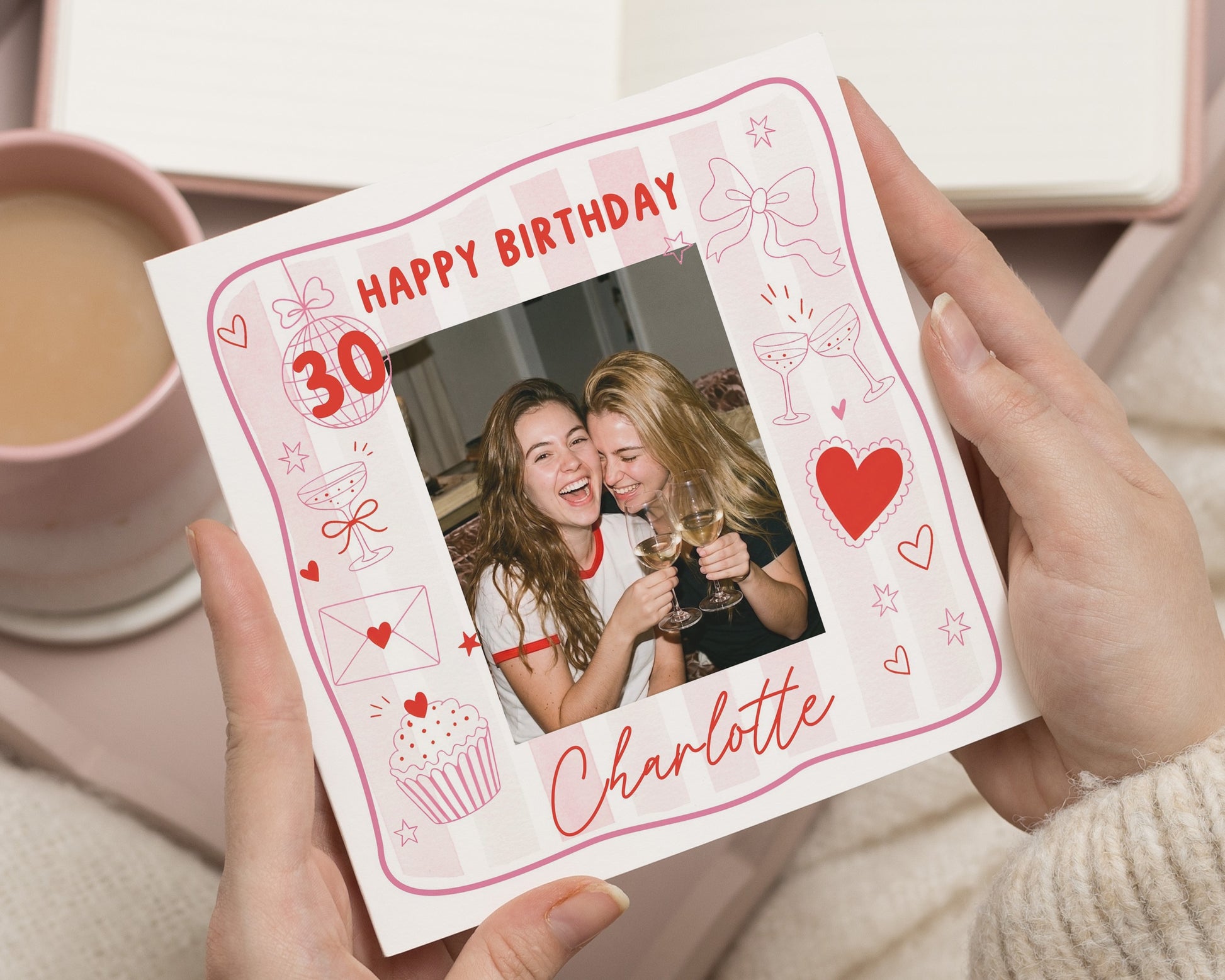 30th Birthday Card for Her, Personalised Photo Birthday Card, Birthday Card for Friend, 30th Birthday Cards for Women