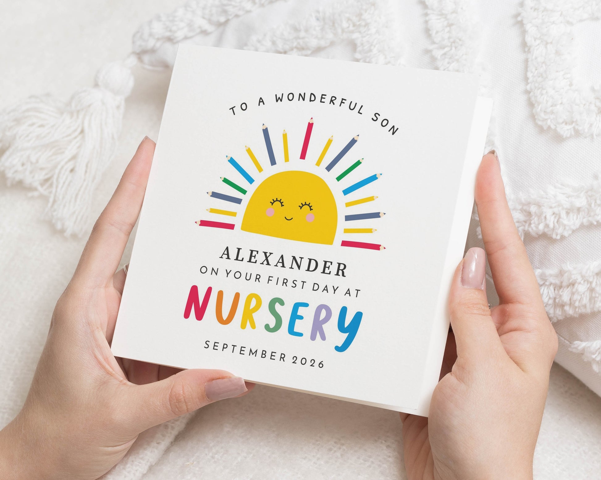 First Day at Nursery Card for Son, Personalised Good Luck Card, Starting Nursery Card, First Day at School Card for Boy, New School Card