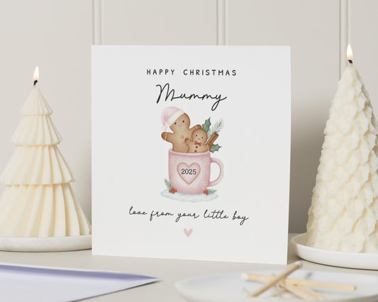 Christmas Card for Mummy, Personalised Christmas Card, Card from Little Boy, Cute Christmas Card, Gingerbread Card, Christmas Card for Mum