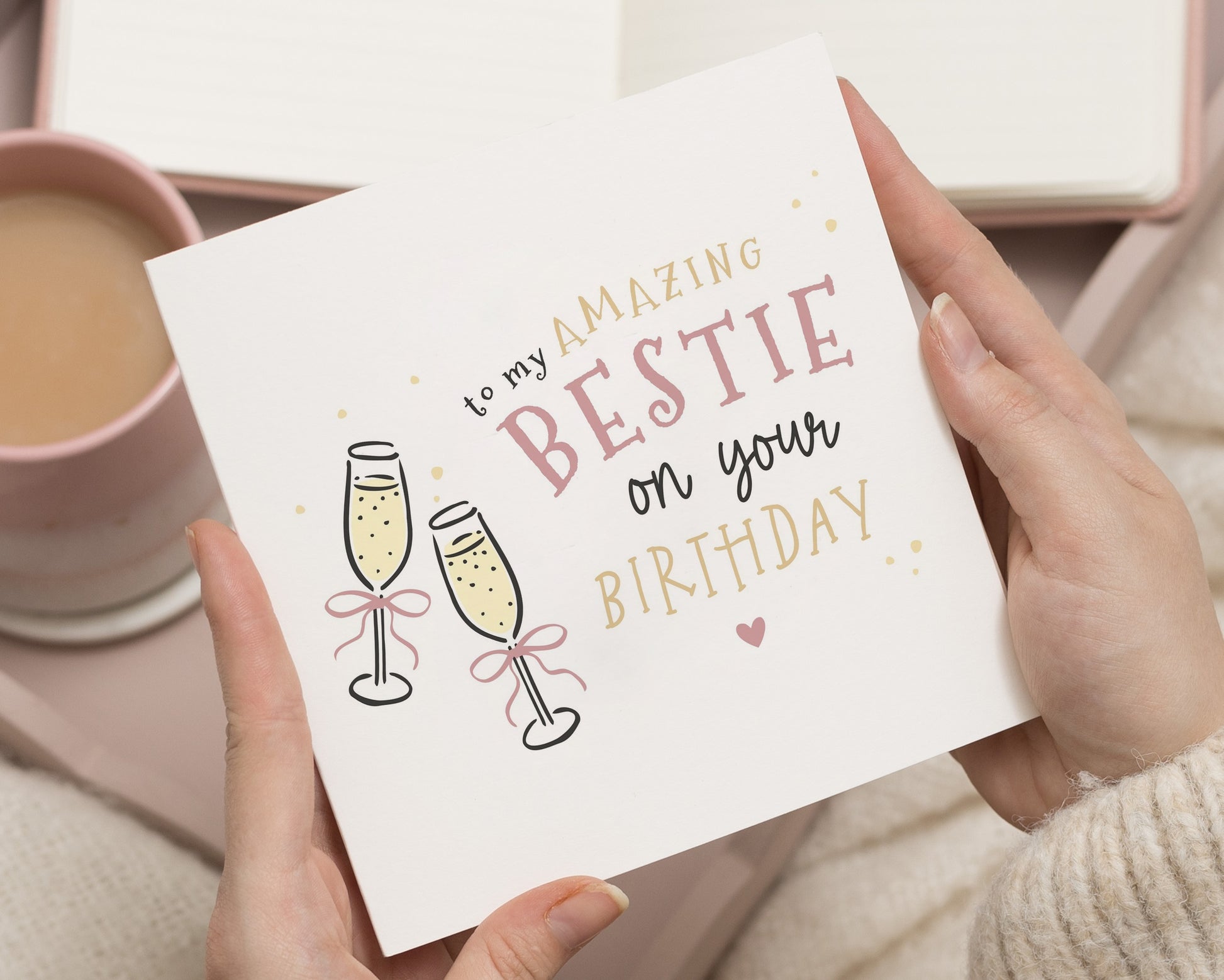 Birthday Card for Best Friend, Bestie Birthday Card, Birthday Card for Her, Friend Birthday Card, Champagne Birthday Card