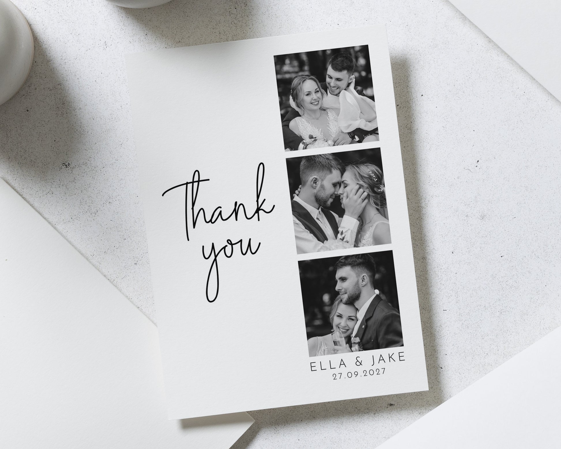 Personalised Wedding Thank You Cards, Photo Wedding Thank You Cards, Minimal Wedding Thank You Card, Modern Wedding Thank You