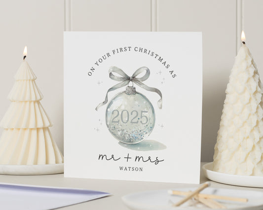 First Christmas As Mr And Mrs Card, Personalised Christmas Card, Newlywed Christmas Card, First Married Christmas Card