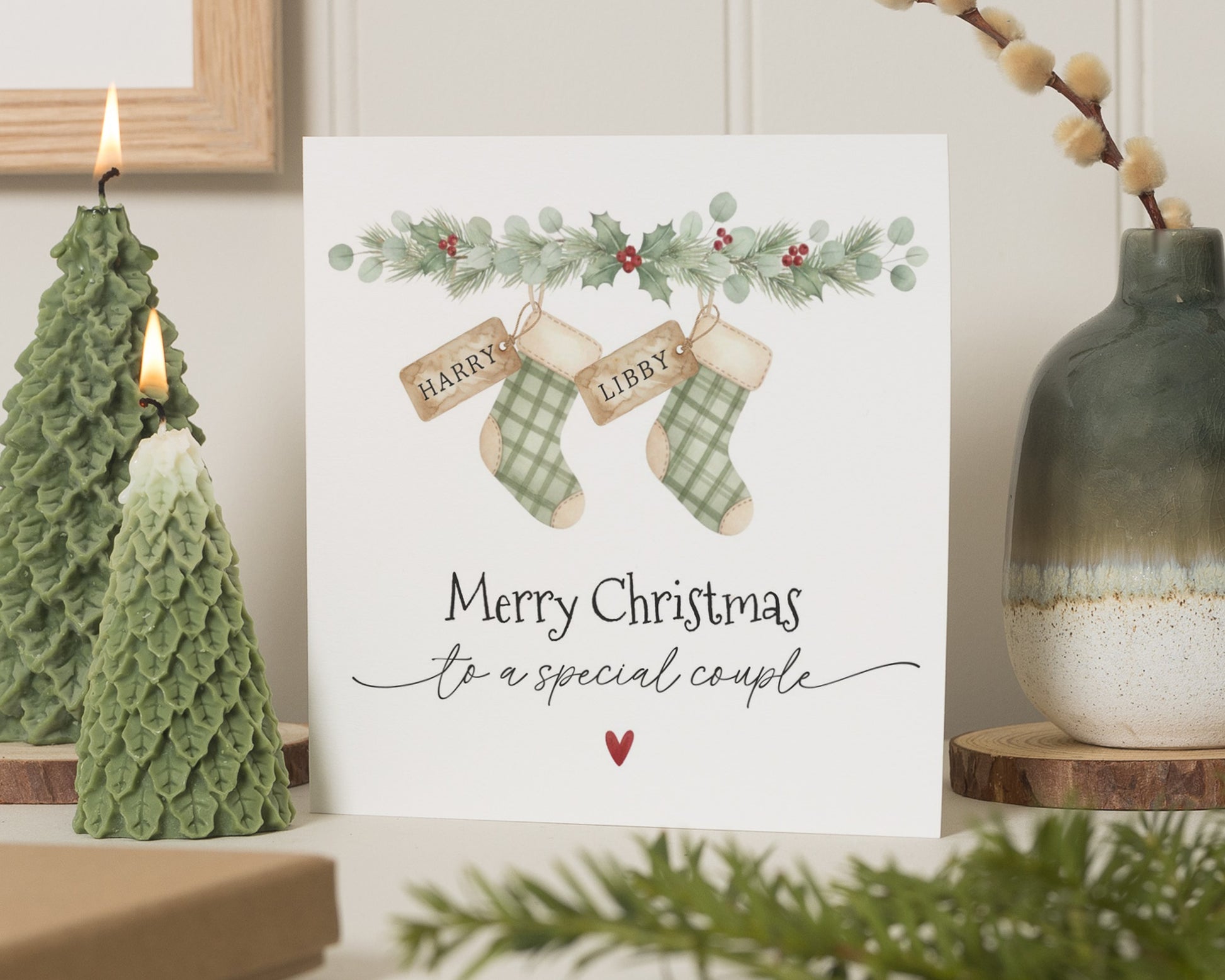 Christmas Card for Couple, Personalised Christmas Card, Special Couple Christmas Card, Stocking Christmas Card, Custom Christmas Card