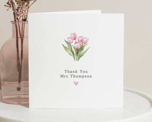 Thank You Card, Personalised Thank You Card, Thank You Card for Teacher, Floral Thank You Card, Custom Teacher Card