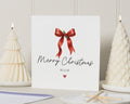 Personalised Christmas Card, Merry Christmas Card, Christmas Card for Her, Custom Name Christmas Card, Red Bow Christmas Card