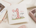 1st Birthday Card for Girl, First Birthday Cards, Personalised Birthday Card, Daughter Birthday Card, Bunny Rabbit Birthday Card