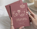 Gold Foil Wedding Invitations, Burgundy Illustrated Wedding Invite, Romantic Celebration Wedding Invitation, Personalised Wedding Invites