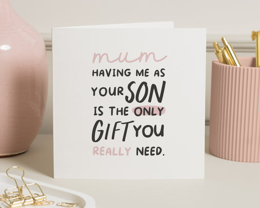 Funny Birthday Card for Mum, Birthday Card from Son, Birthday Card for Her, Mum Birthday Card, Personalised Birthday Card, Gift for Mum