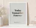 Personalised Gold Foil Couple Print, Muted Green Wall Art, Wedding Gift, Anniversary Gift, Today Tomorrow Forever Print