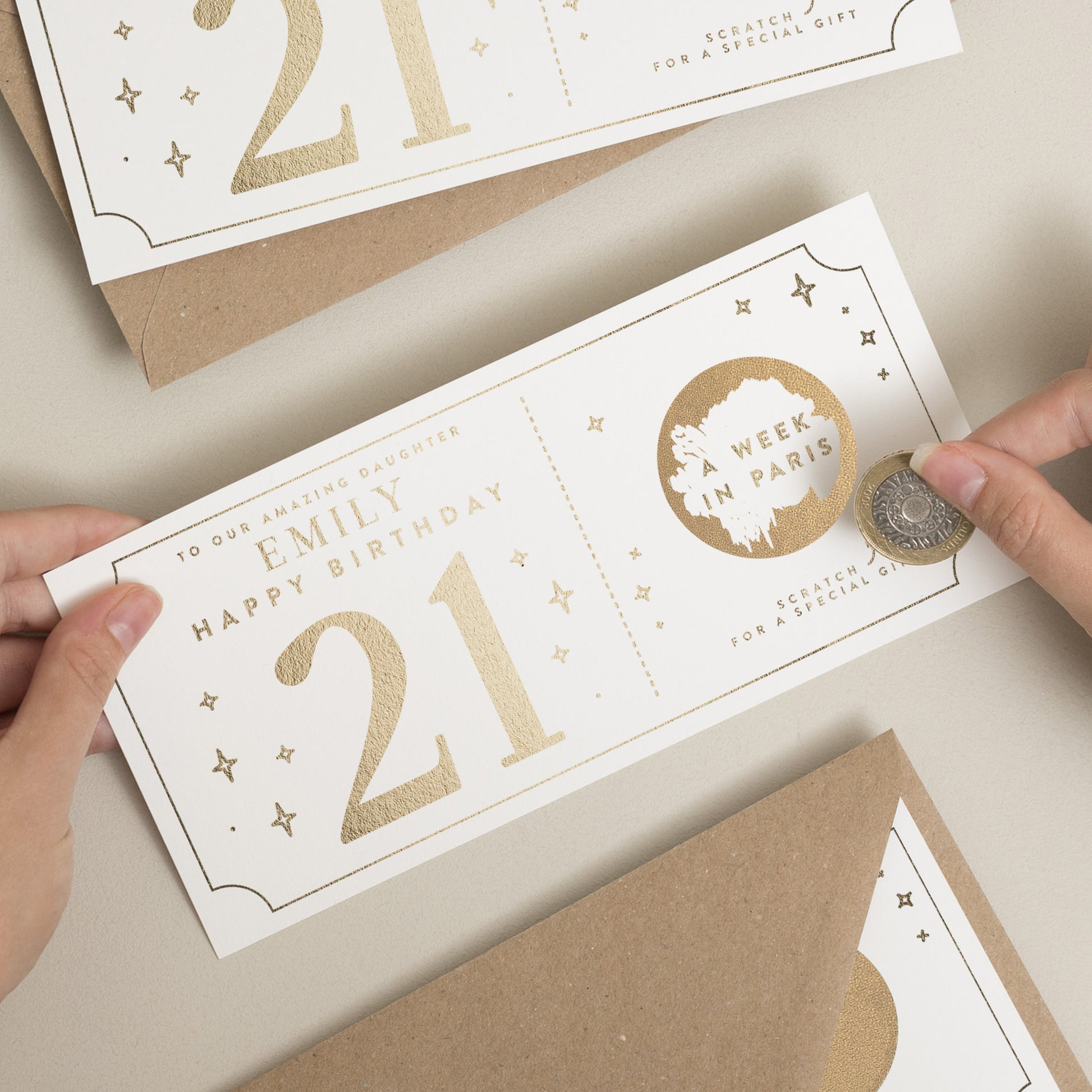 21st Birthday Gift Voucher, 21st Birthday Card, Gold Foil Scratch Card Gift Voucher, Scratch Card, Birthday Surprise Voucher, Gift Ticket