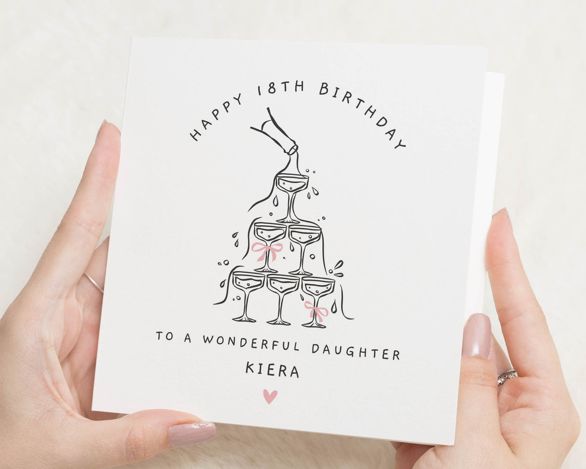 18th Daughter Birthday Card, Personalised 18th Birthday Card for Daughter, 18th Birthday Card for Her, Champagne Birthday Card