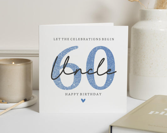 60th Birthday Card for Uncle, Uncle 60th Birthday Card, Birthday Card for Him, Personalised 60th Birthday Card, Milestone Birthday Card