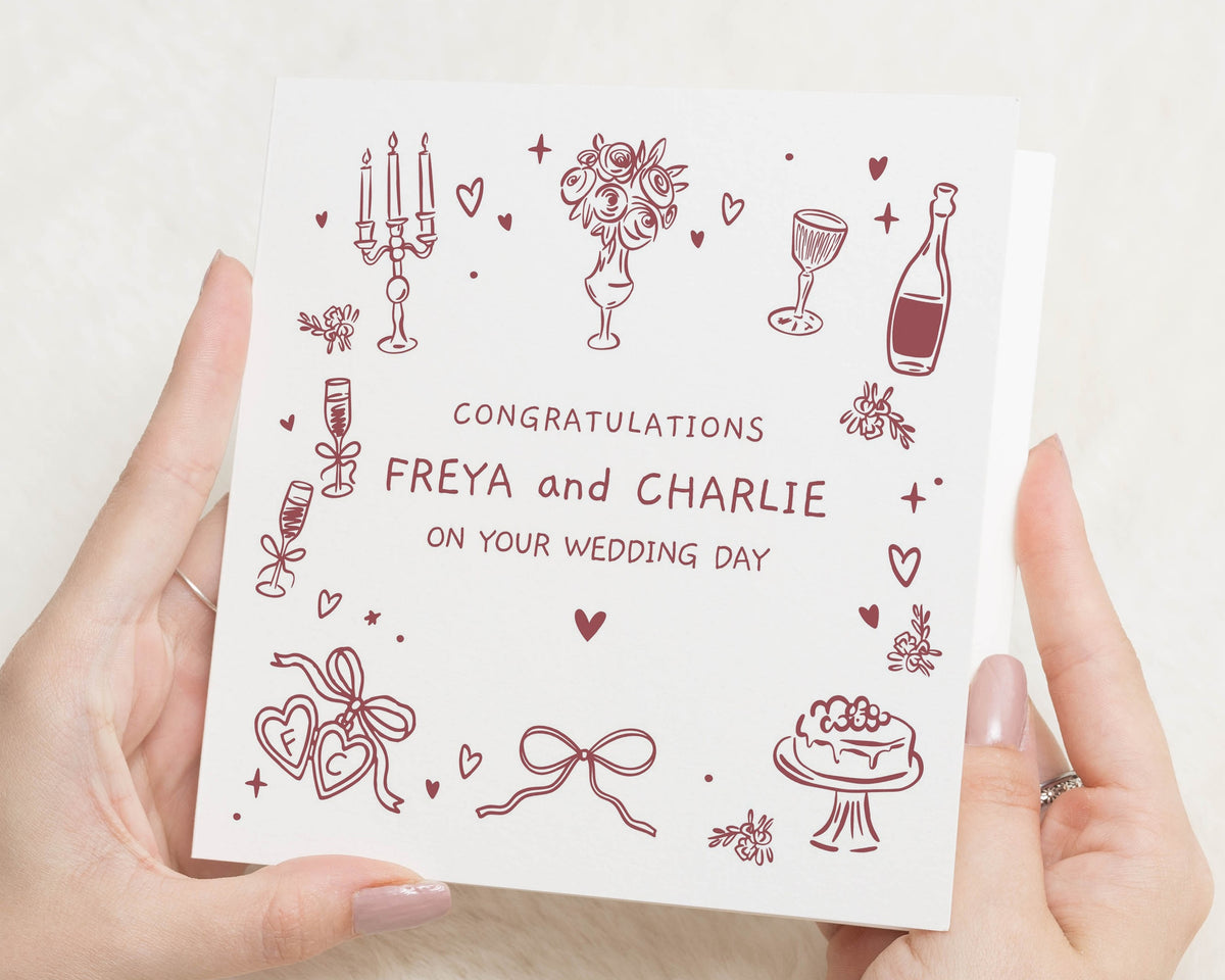 Personalised Wedding Card, Wedding Day Card, Congratulations Wedding Card, Wedding Card for Couple, Bride and Groom Card, Newlywed Card