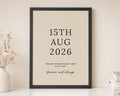 Personalised Wedding Date Print, Ivory Wall Art, Anniversary Gift, Gift for Couple, Romantic Bedroom Wall Art, Black Framed Print