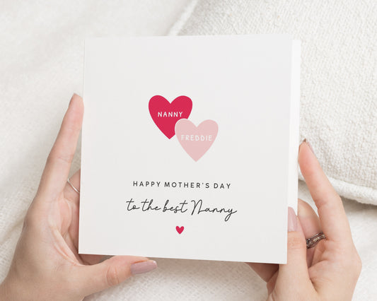 Personalised Mothers Day Card for Nanny, Custom Nanny Mothers Day Card, Mothers Day Card from Grandchildren, Heart Design Card