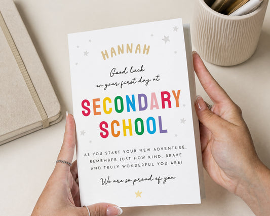 Personalised Good Luck Card, First Day at Secondary School Card, Back to School Card, School Good Luck Card, New School Card for Child