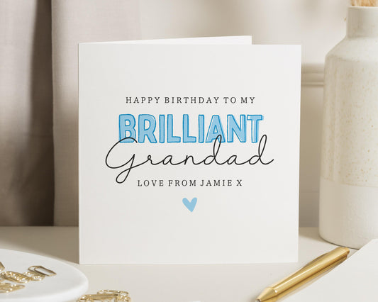 Birthday Card for Grandad, Brilliant Grandad Birthday Card, Personalised Birthday Card for Him, Grandad Birthday Card from Grandchild