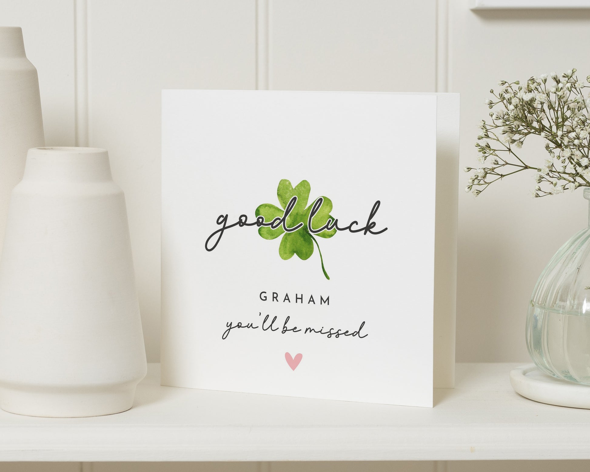 Good Luck Card, Leaving Card, Personalised Good Luck Card, Good Luck Card for Him, Good Luck Card for Her, Youll Be Missed Card