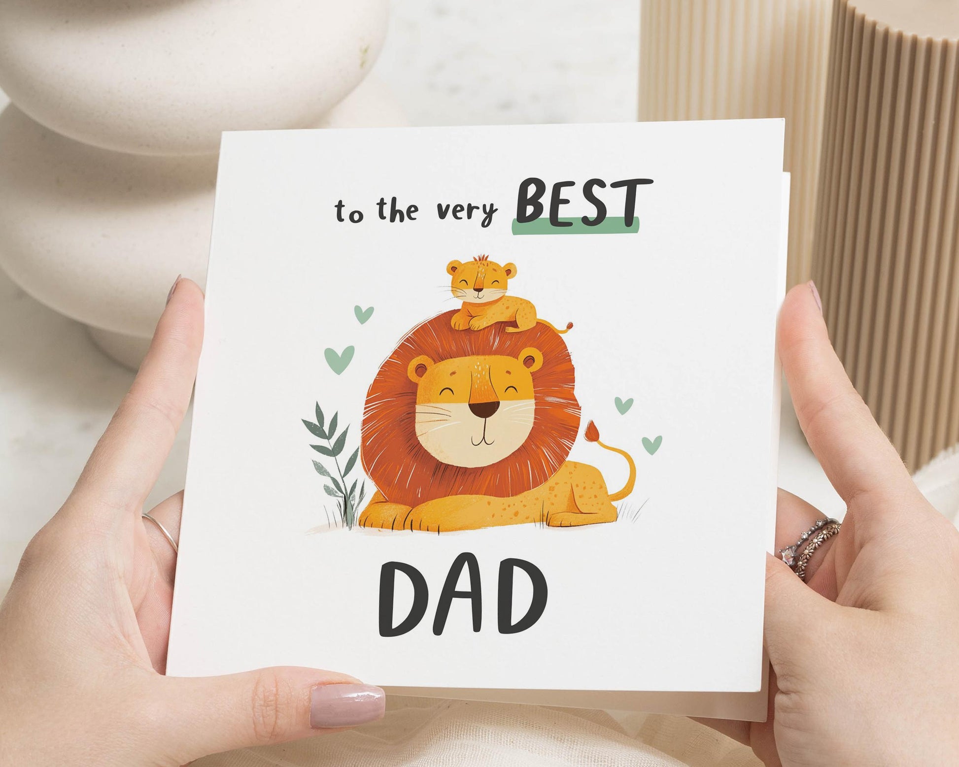 Birthday Card for Dad, Best Dad Birthday Card, Lion Birthday Card for Him, Cute Animal Birthday Card, Fathers Day Card for Dad