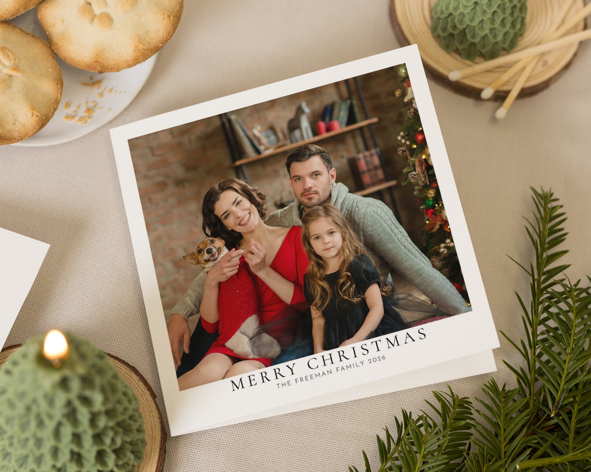 Personalised Photo Christmas Card, Square Family Card, Pack of 10, 20, 50, 100
