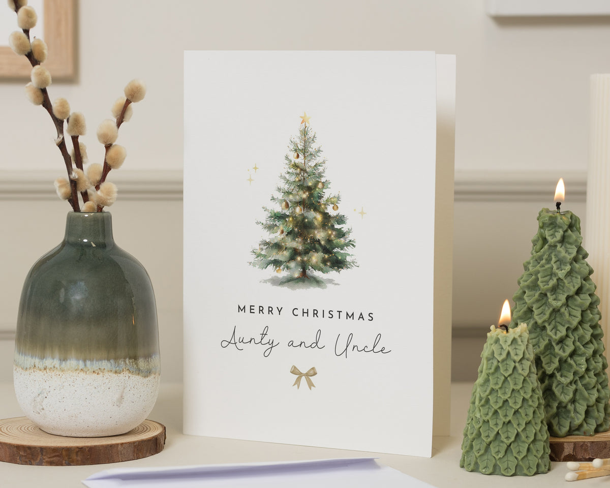 Christmas Card for Aunty and Uncle, Auntie and Uncle Christmas Card, Personalised Christmas Card, Xmas Card for Family, Christmas Tree Card