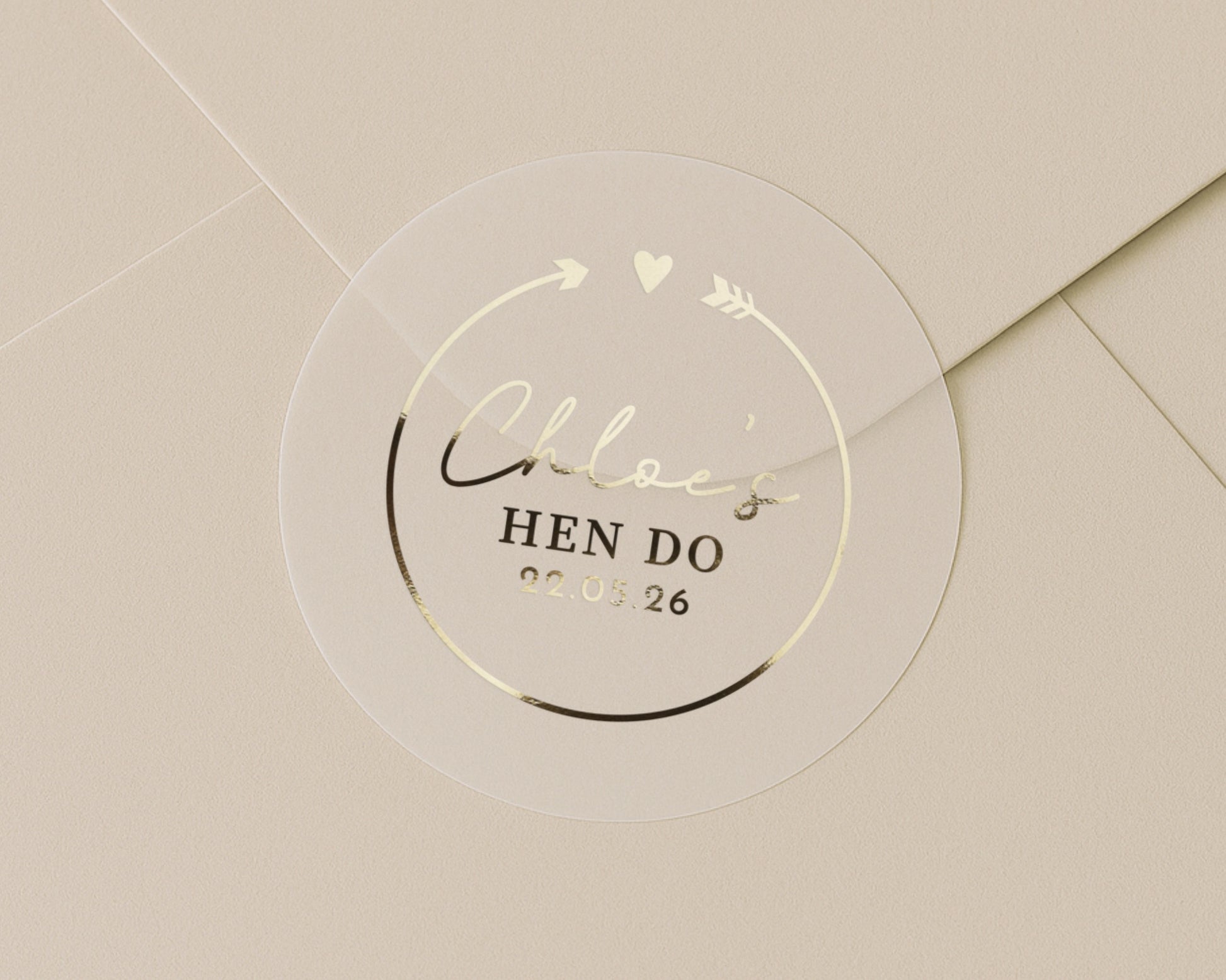 Hen Do Sticker, Personalised Hen Party Sticker, Gold Foil Hen Do Label, Custom Hen Do Sticker, Bridal Shower Sticker, Party Favour Label