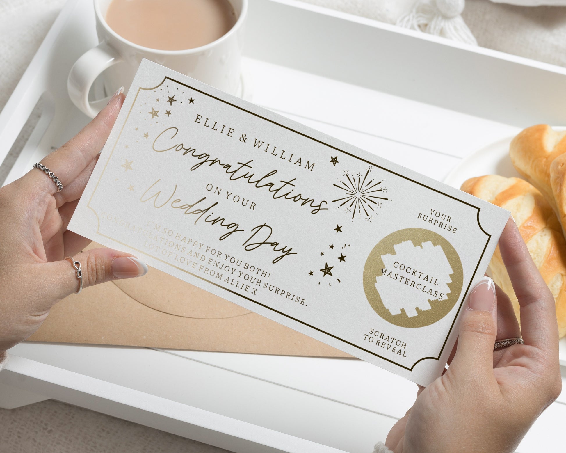 Wedding Day Gift Voucher, Scratch to Reveal Gift Voucher, Personalised Wedding Gift, Cocktail Masterclass Voucher, Gift Experience