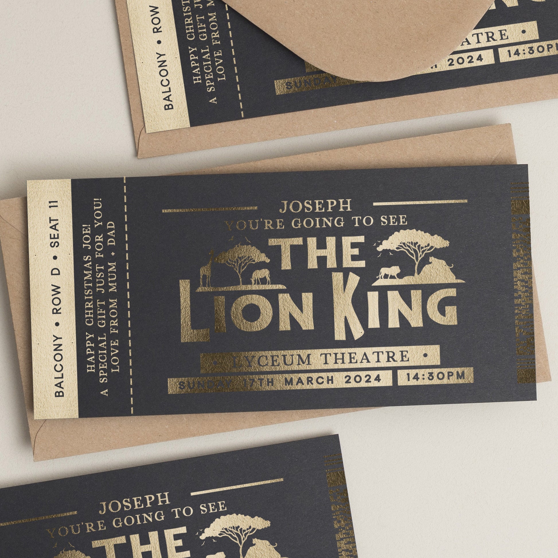 Personalised Musical Theatre Ticket, The Lion King Musical Ticket, Memorabilia, Surprise Ticket Keepsake, Broadway Ticket, Memorabilia