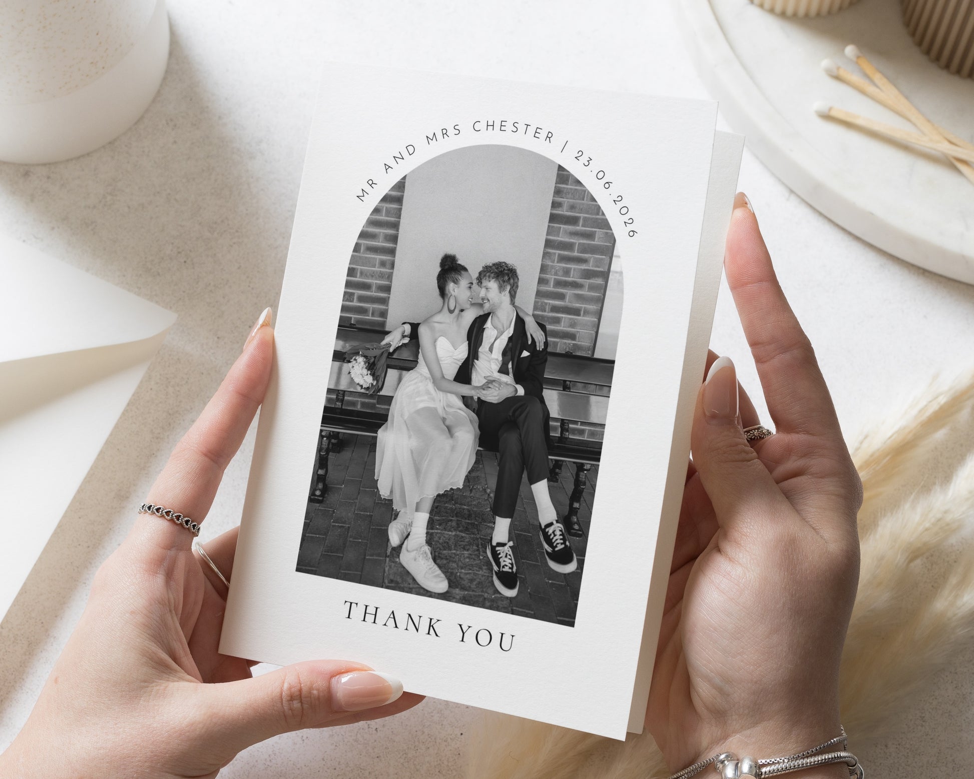 Personalised Wedding Thank You Card, Photo Wedding Thank You Card, Folded Wedding Thank You Card, Simple Thank You Cards