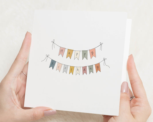 Birthday Card, Happy Birthday Card, Simple Birthday Card, Cute Birthday Card, Bunting Birthday Card, Birthday Cards for Friend