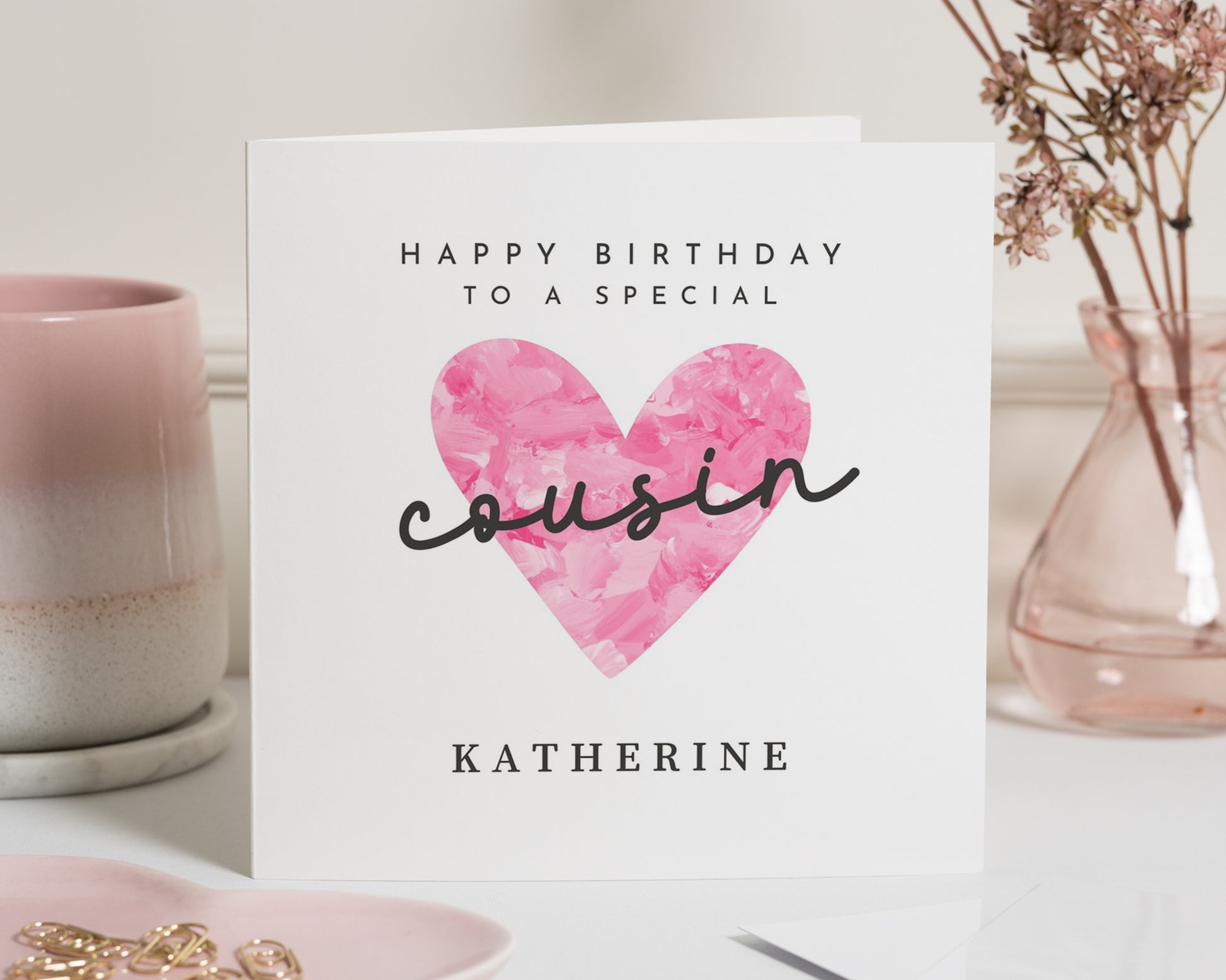 Birthday Card for Cousin, Cousin Birthday Card, Personalised Birthday Card, Birthday Card for Her, Heart Birthday Card, Special Cousin Card