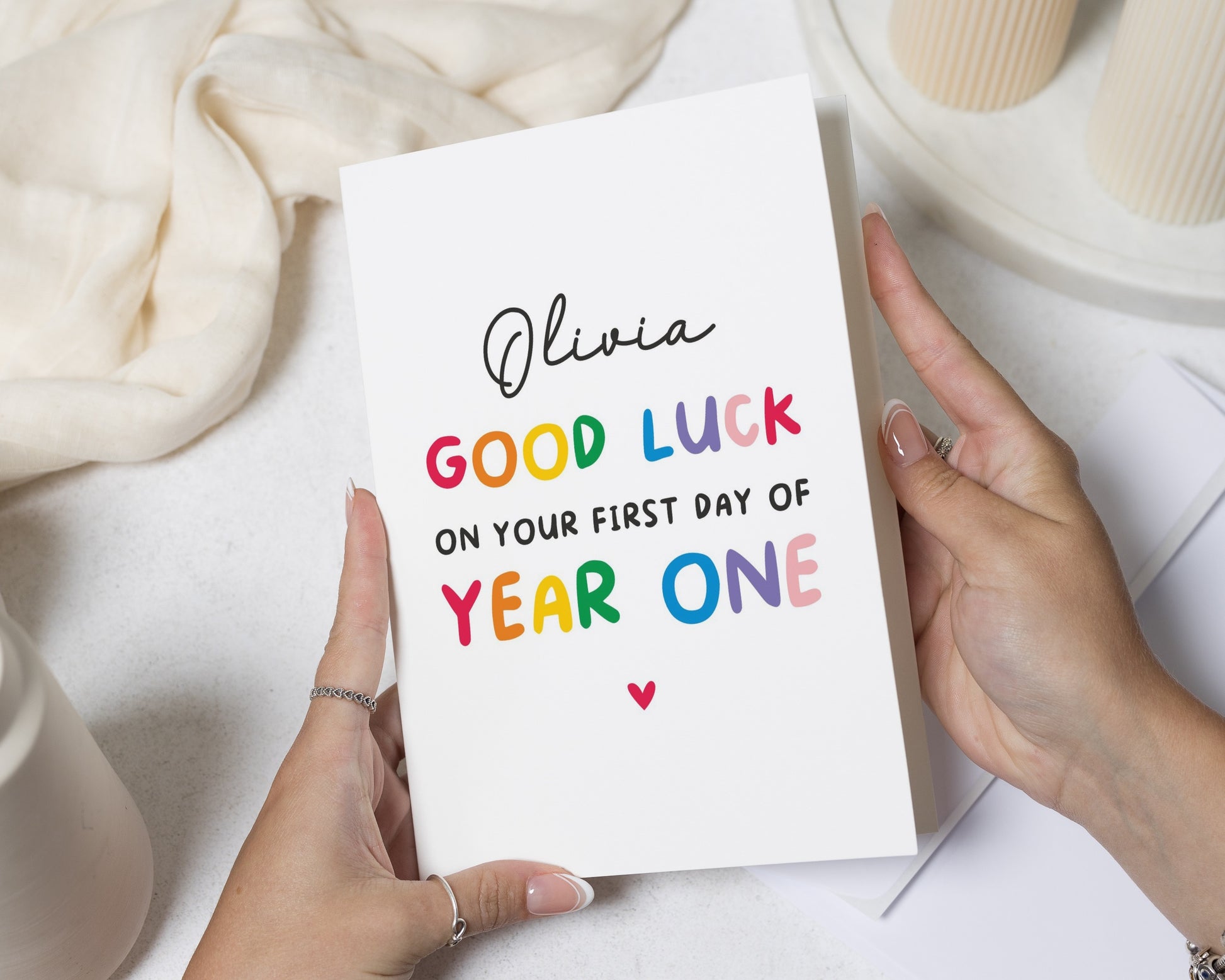 Personalised First Day of School Card, Good Luck Card for School, Year One Card, Starting School Card, First Day Card, School Good Luck Card